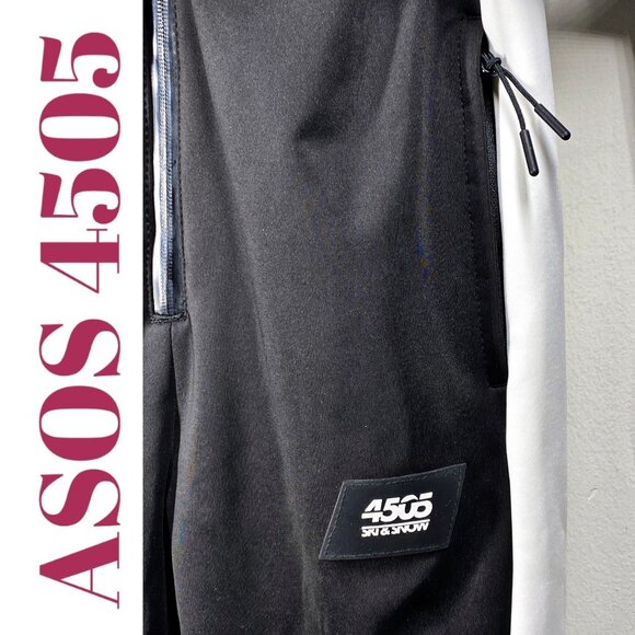 NWT ASOS 4505 MEN’S BLACK SKI SUIT BELTED HOOD WHITE RACING STRIPE MONOCHROME, S - Picture 16 of 16